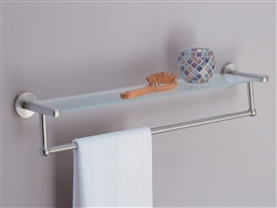 Glass Shelf with Satin Nickel Towel Bar for bathroom storage