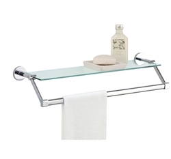 Glass Shelf with Chrome Towel Bar for bathroom and linen storage