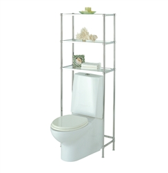 Glacier Glass and Metal Over Toilet Shelving with three shelves
