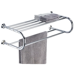 Chrome Metal Shelf w/ Towel Rack and wire shelf