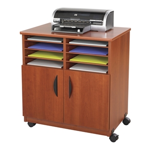 Wood Printer Cart w/ Paper Organizer