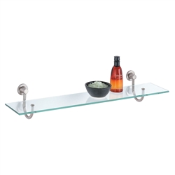 Glass Shelf with Satin Nickel Mounts for bathroom storage