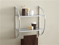 Chrome 2 tier Shelf w/ Towel Bars