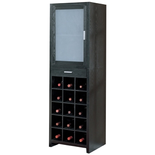 15 Bottle Wine Cabinet with mirror in black