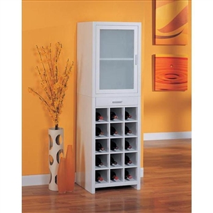 15 bottle wine cabinet with drawer in white