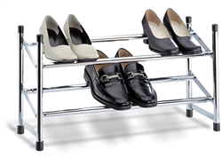 Expandable and stackable shoe rack