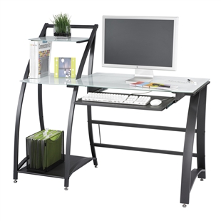 Glass Desk w/ Shelving Stand