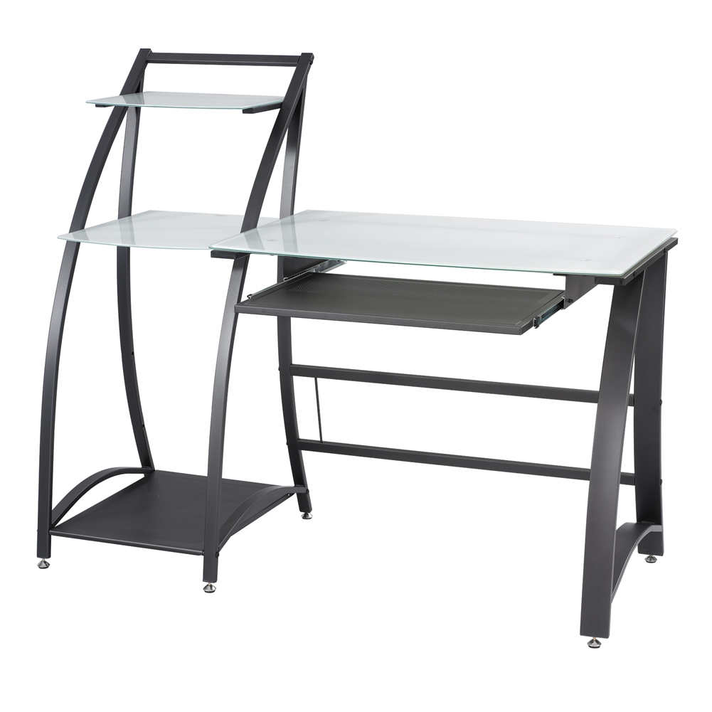 Glass desk shelf discount