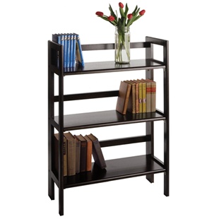 3-Tier Folding and Stackable bookcase in black