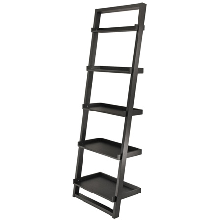 Bailey Leaning Shelf 5 Tier Winsome Wood, 5 Shelf Ladder Bookcase Espresso