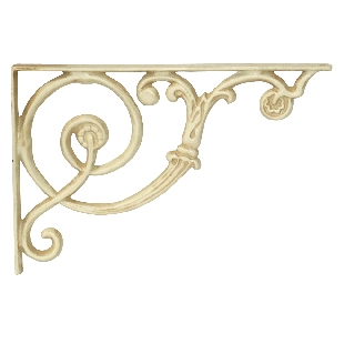 Wrought Iron Brackets - Romanesque 12"d x 8.25"h (pair) in antique white