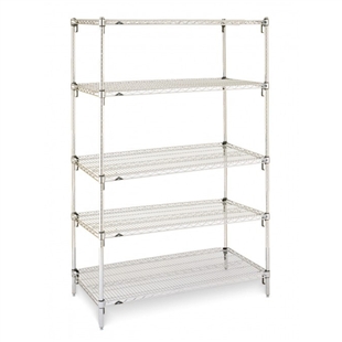 24"d Metro Wire Shelving with 5 Shelves