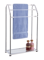 Metal, glass and acrylic 3 Bar Towel Rack w/ Bottom Shelf
