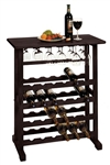 24-Bottle Wine Rack with Stemware holder-Espresso