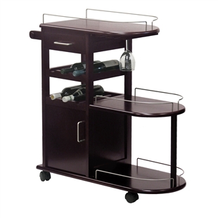 24 Wine Bottle Entertainment cart in dark espresso wood