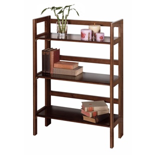 3-Tier Folding and Stackable bookcase in antique walnut