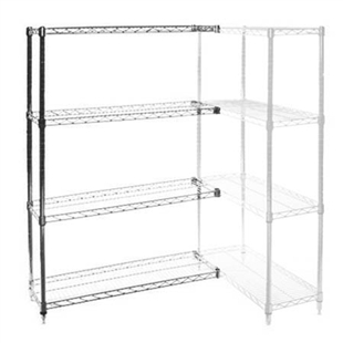 12"d x 18"w Chrome Wire Shelving Add On Unit with Four Shelves