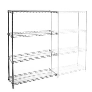 12"d x 24"w Chrome Wire Shelving Add On Unit with Four Shelves