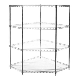 SI Chrome Wire Shelving Pentagon Corner Unit with