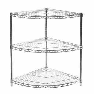 SI 18" x 18" x 34" Chrome Wire Shelving Radial Corner Unit with Three Shelves