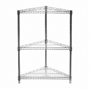 SI 18" x 18" x 34" Chrome Wire Shelving Triangle Corner Unit with Three Shelves