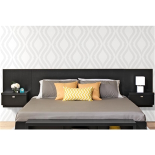 Designer Floating King Headboard with Nightstands