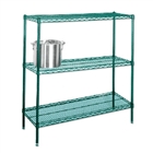 14"d Green Epoxy Wire Shelving with 3 Shelves