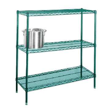 14 D Green Wire Shelving With 3, Coated Wire Shelving