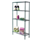 18"d Green Epoxy Wire Shelving with 4 Shelves
