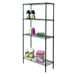 18"d Green Epoxy Wire Shelving with 4 Shelves