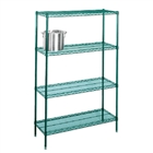 21"d Green Epoxy Wire Shelving with 4 Shelves