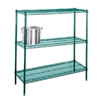24"d Green Epoxy Wire Shelving with 3 Shelves