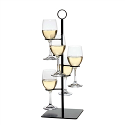 Amelia flight stemware server with five glass holders