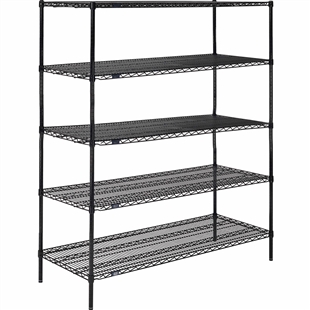 Black Wire Shelving 24"d 5 Shelves - Nexel