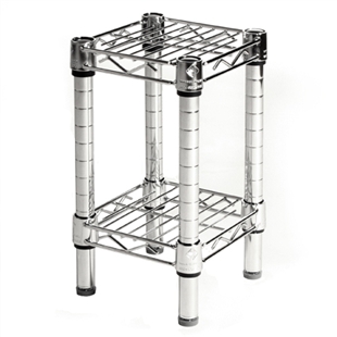 8"d Chrome Wire Shelving Unit with 2 Shelves