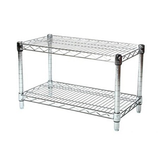 14"d Chrome Wire Shelving Unit with 2 Shelves