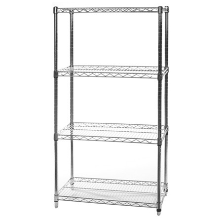 W Wire Shelving With 4 Shelves, 18 Inch Wide Shelving Unit