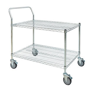 24"d 2-Shelf Wire Utility Cart with 1 Handle