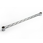Chrome hanger rails are intended to increase stability for wire racks