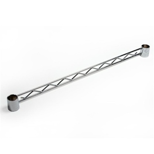 Chrome hanger rails are intended to increase stability for wire racks