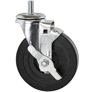 Rubber Threaded Casters with Brakes