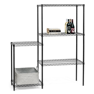 Black Staggered 5-Tier Shelving