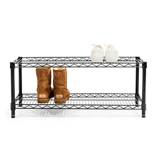 Black 2-Tier Shoe Rack