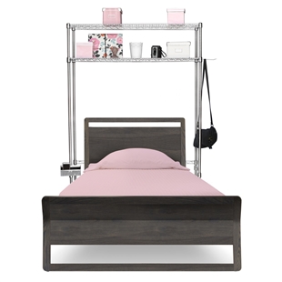 Over the bed vertical storage unit with two shelves