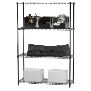 18"d x 72"w Black Wire Shelving w/ 4 Shelves