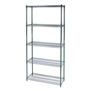 Shelving Inc. 12"d 5-Tier Green Wire Shelving Unit