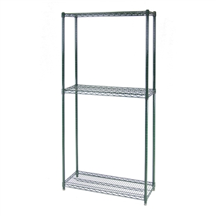 Shelving Inc. 18"d 3-Tier Green Wire Shelving Unit
