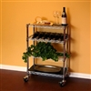 14"d Kitchen Carts with 3 wire shelves and 1 wine rack