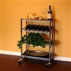 14"d Kitchen Carts with 3 wire shelves and 1 wine rack