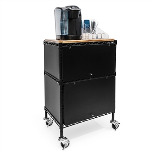 3-Shelf Mobile Coffee Bar Cabinet